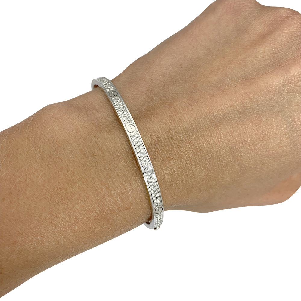 Cartier "Love" bracelet, white gold and diamonds.