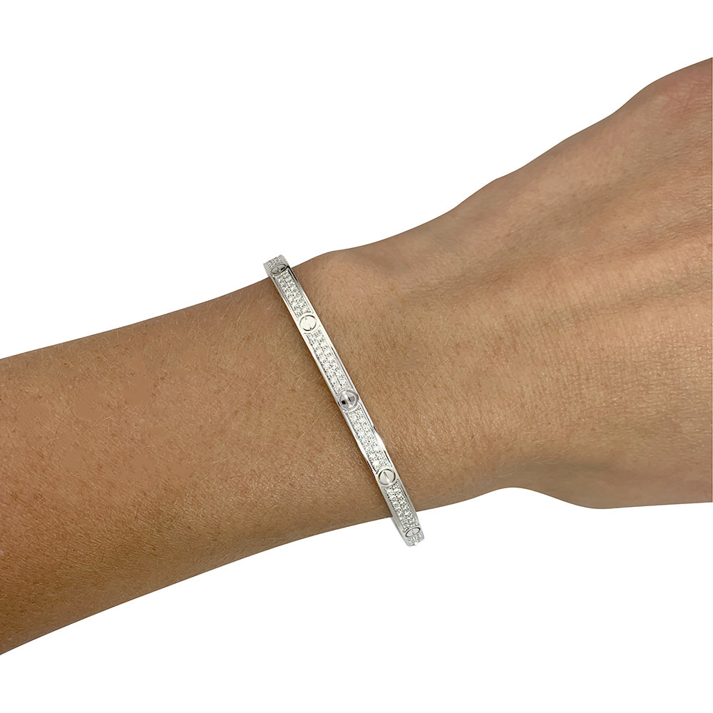 Cartier "Love" bracelet, white gold and diamonds.