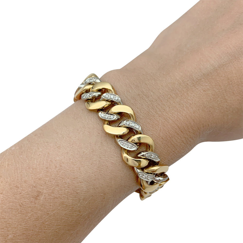 Fred yellow and white gold gourmette bracelet with diamonds.