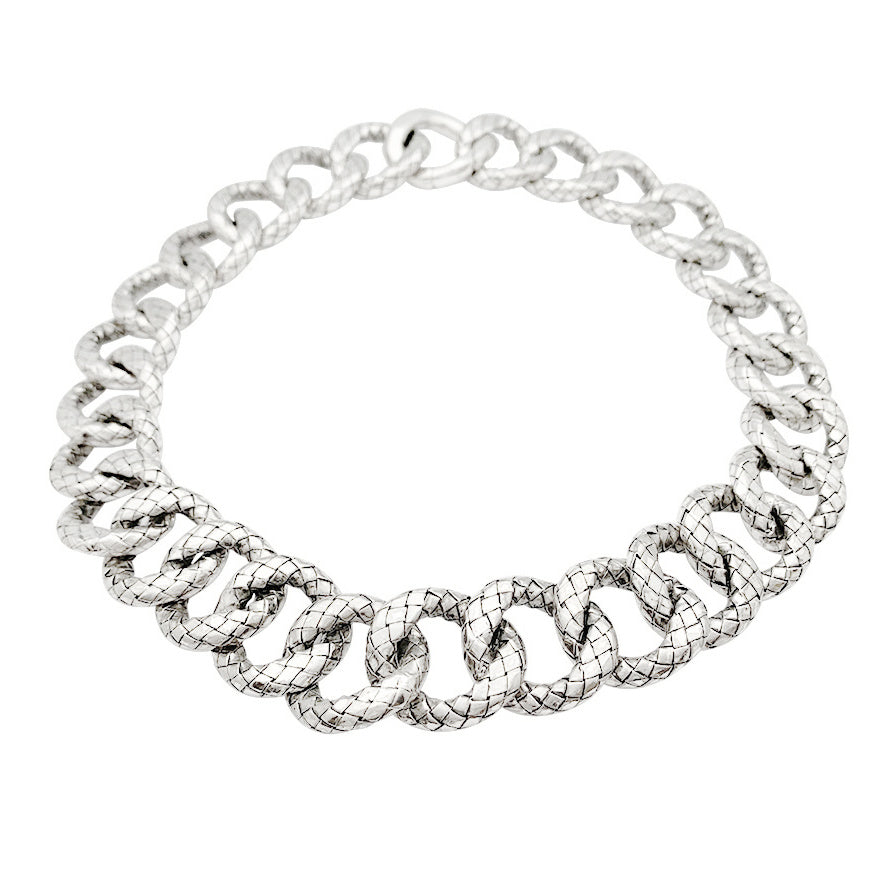 Bottega Veneta necklace, “Intrecciato”, silver.