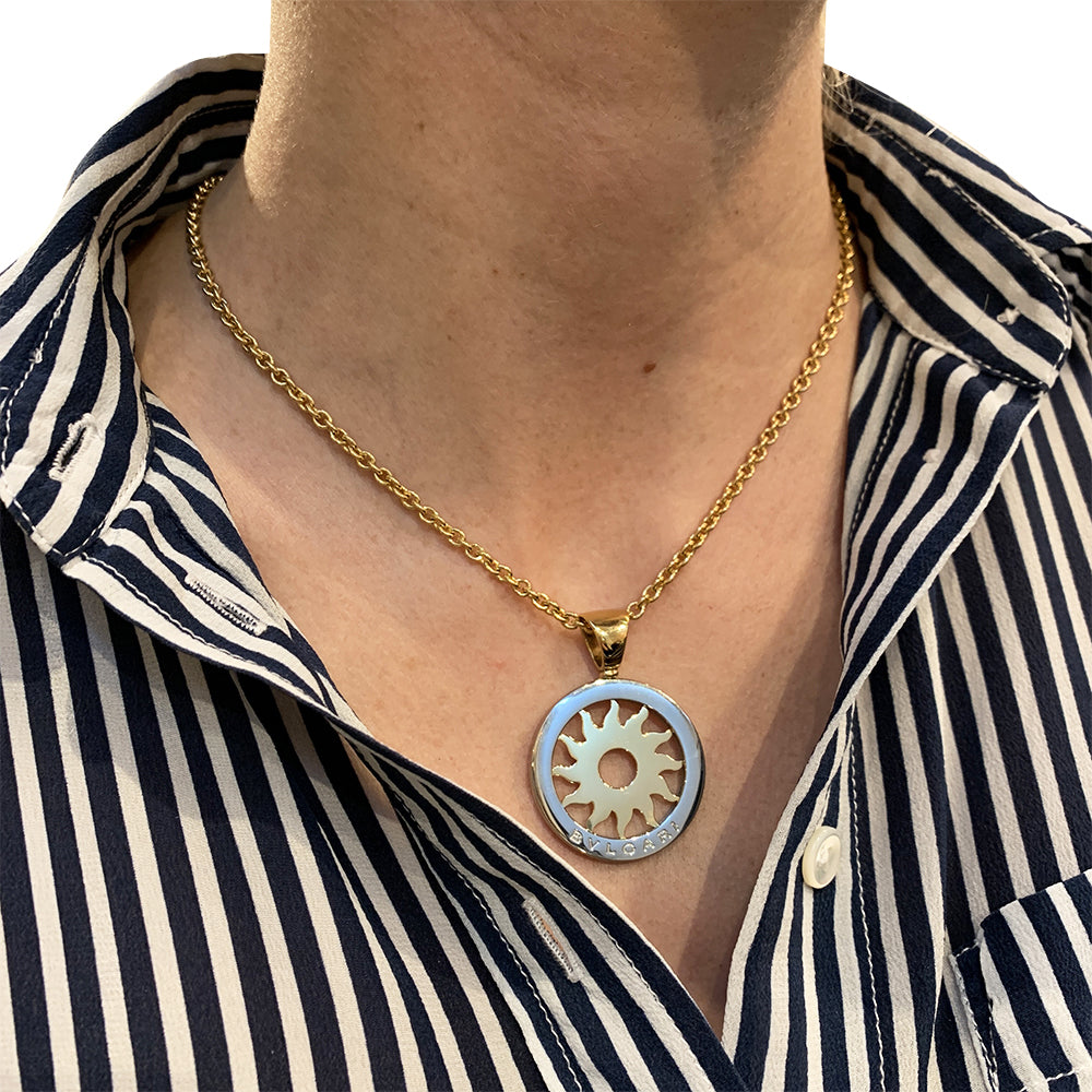 Bulgari necklace, "Tondo Sun", yellow gold and steel.