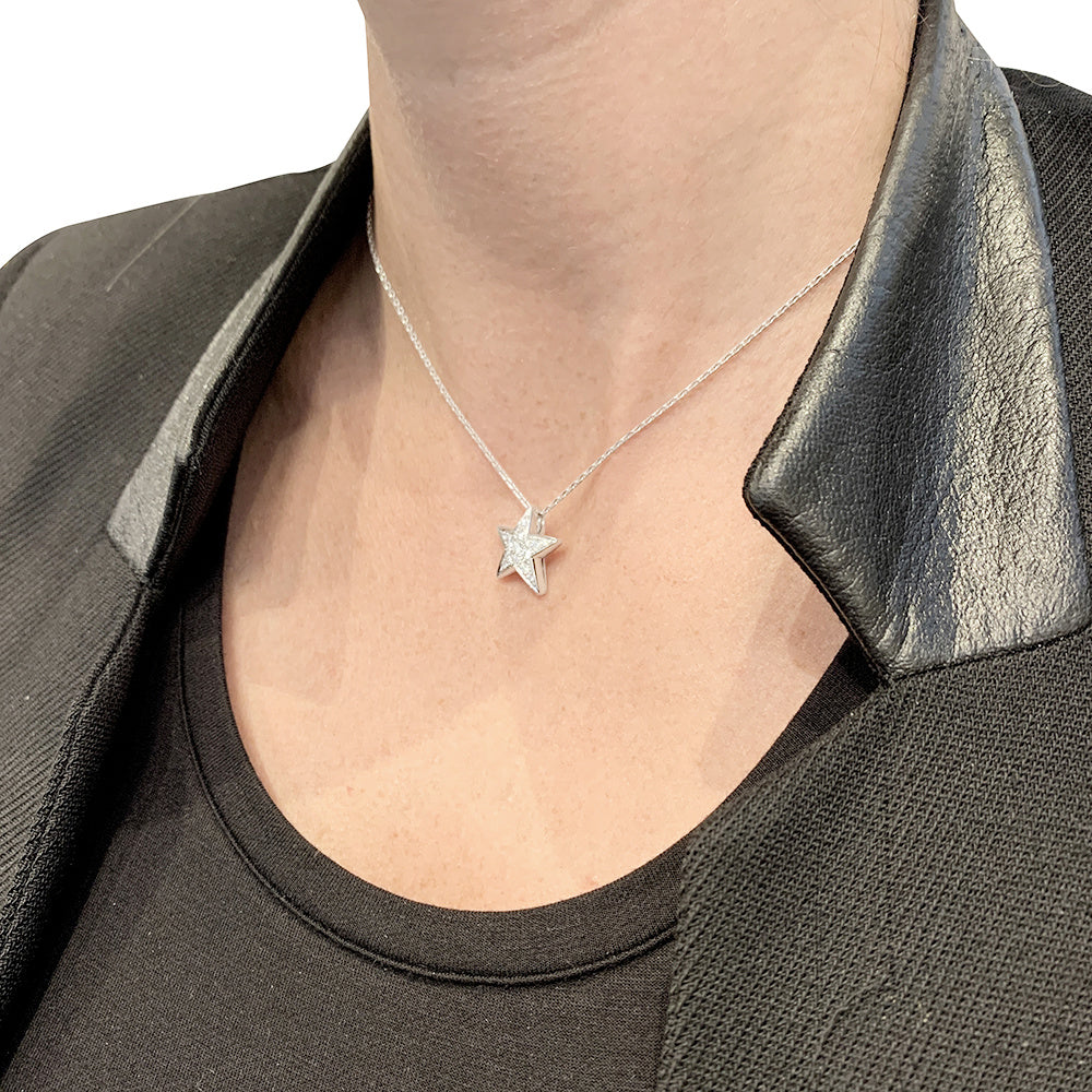 Chanel necklace, "Comète Géode", white gold, diamonds.