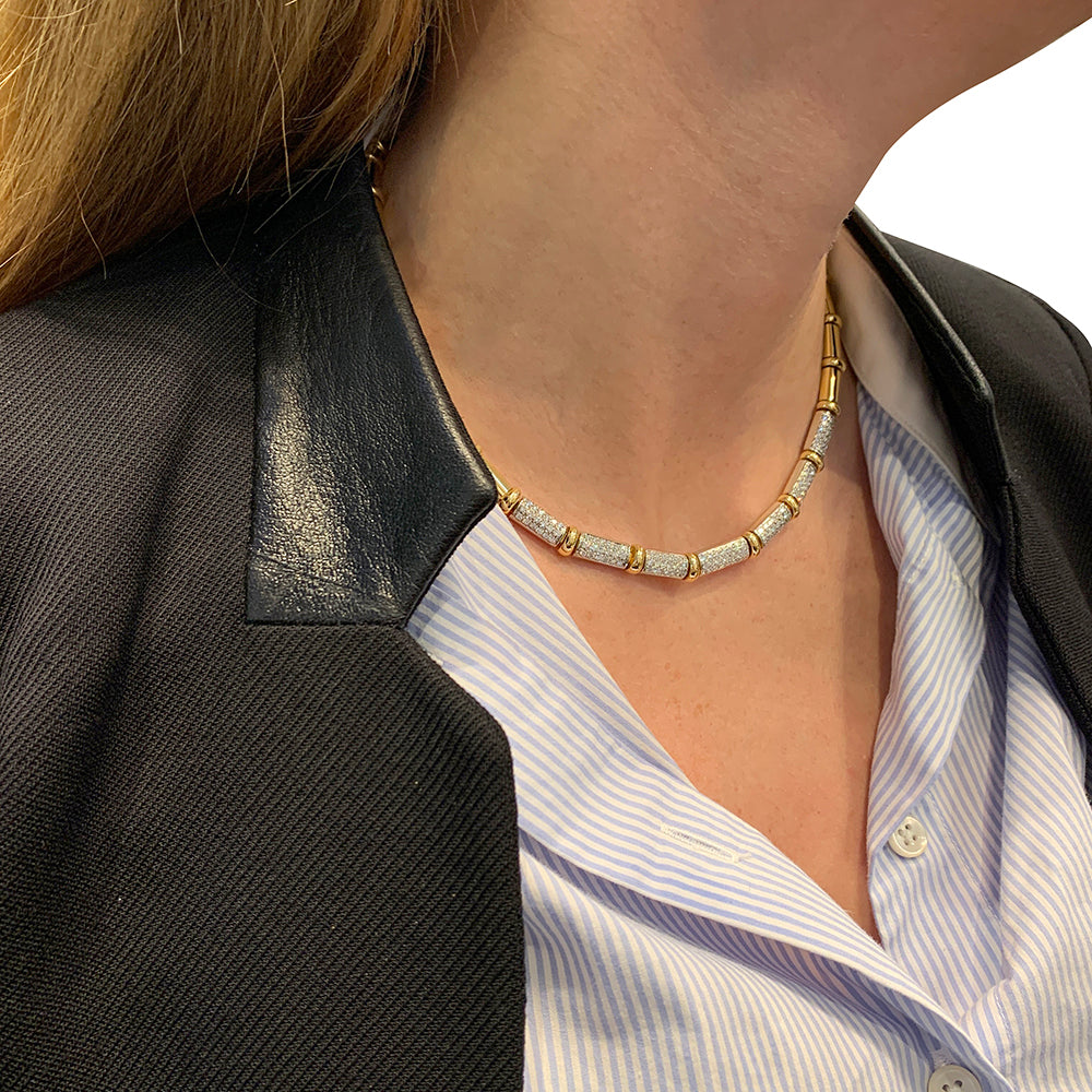 Chimento necklace, yellow gold, white gold, diamonds.
