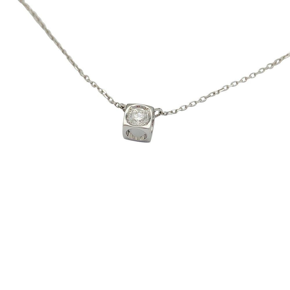 Dinh Van necklace, "The Cube", white gold, diamond.