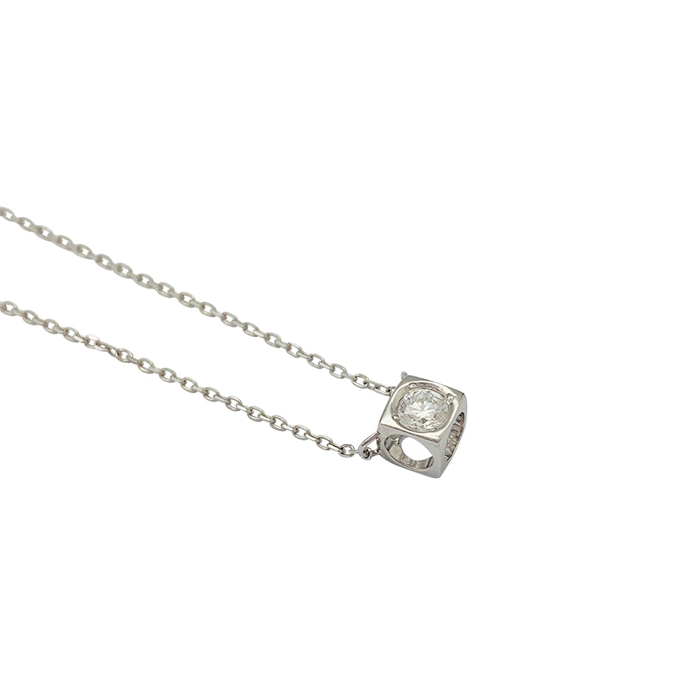 Dinh Van necklace, "The Cube", white gold, diamond.