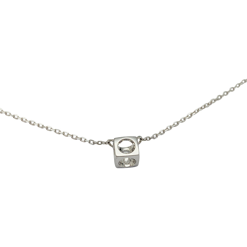 Dinh Van necklace, "The Cube", white gold, diamond.