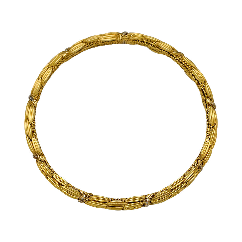 Lalaounis "Epis" necklace in yellow gold and diamonds.