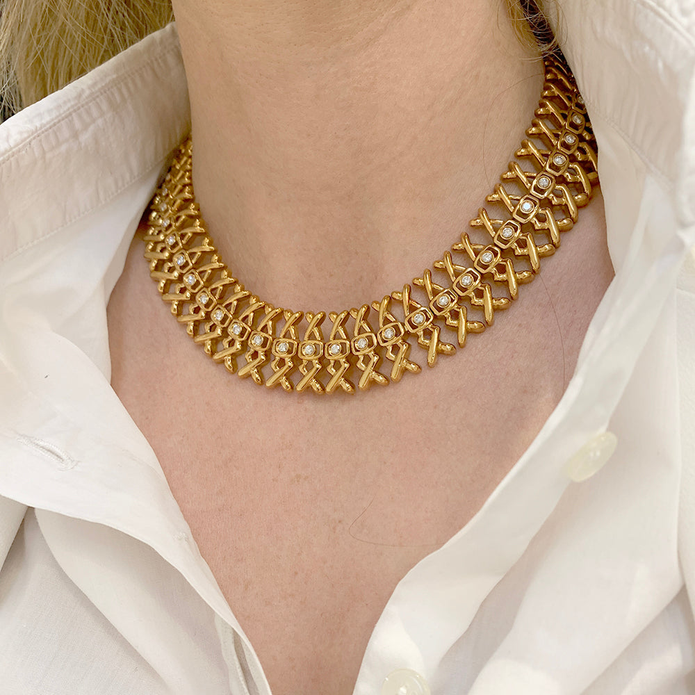 Lalaounis necklace, yellow gold, diamonds.