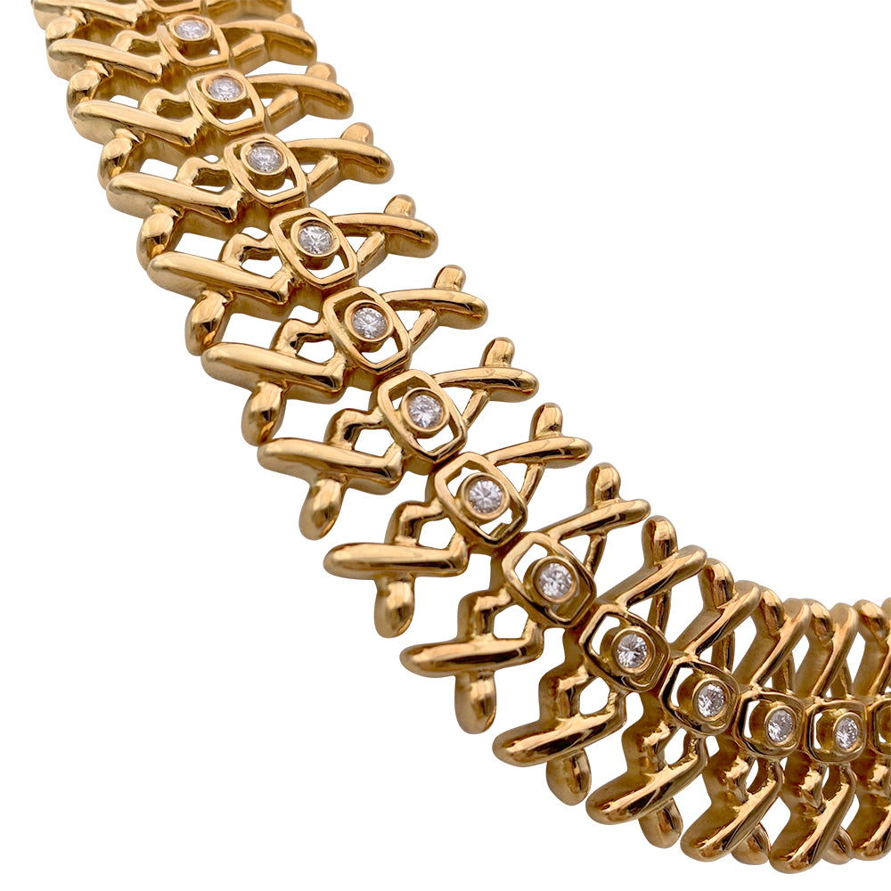 Lalaounis necklace, yellow gold, diamonds.