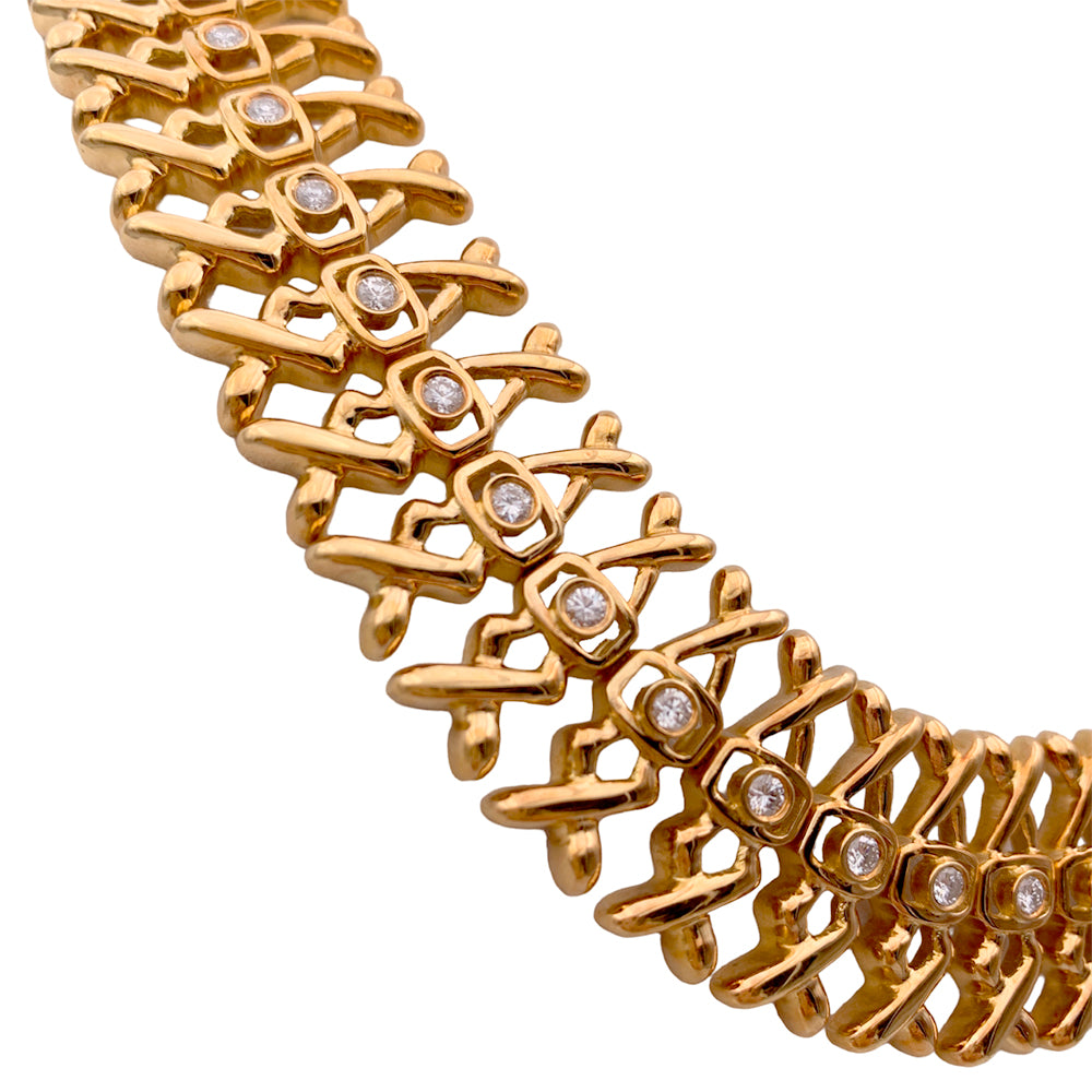 Lalaounis necklace, yellow gold, diamonds.