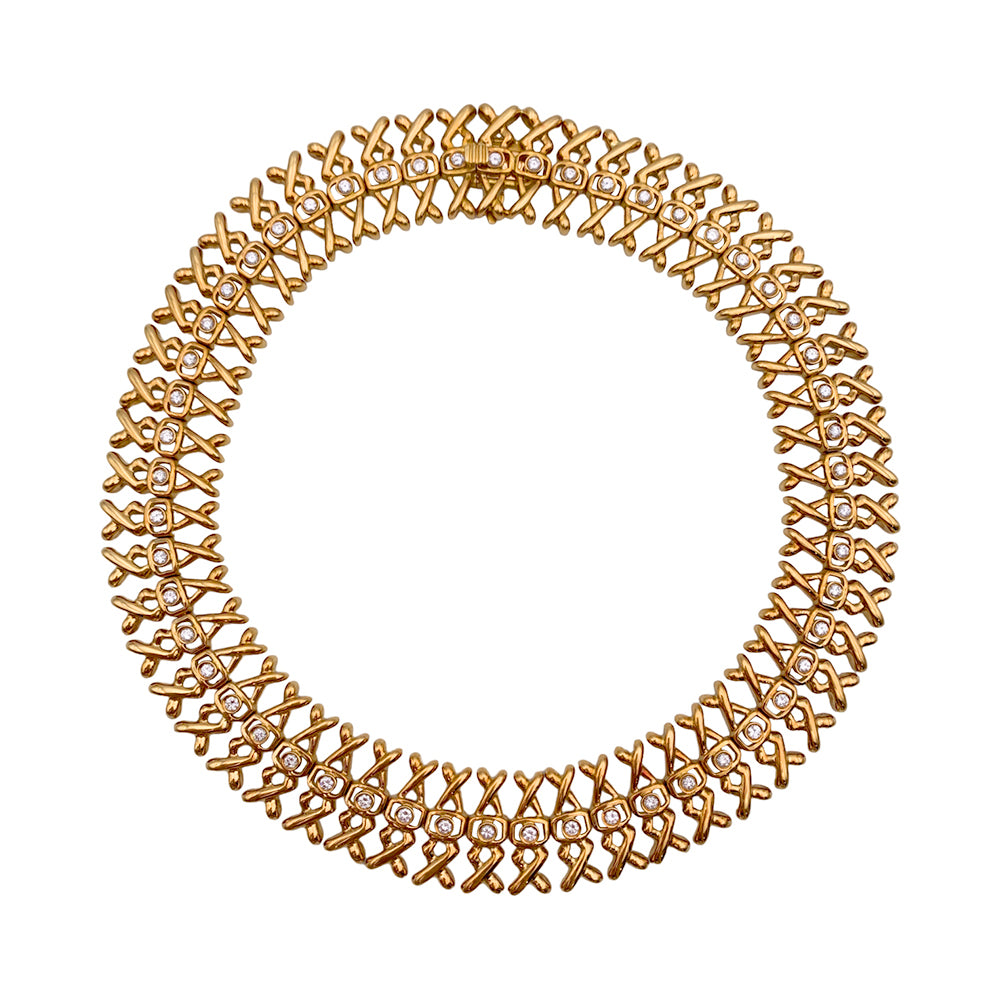 Lalaounis necklace, yellow gold, diamonds.