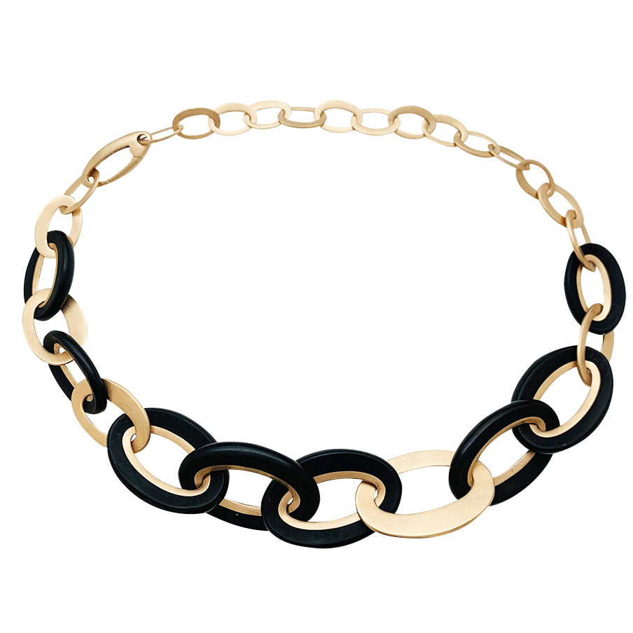 Pomellato "Victoria" necklace in pink gold and jet.