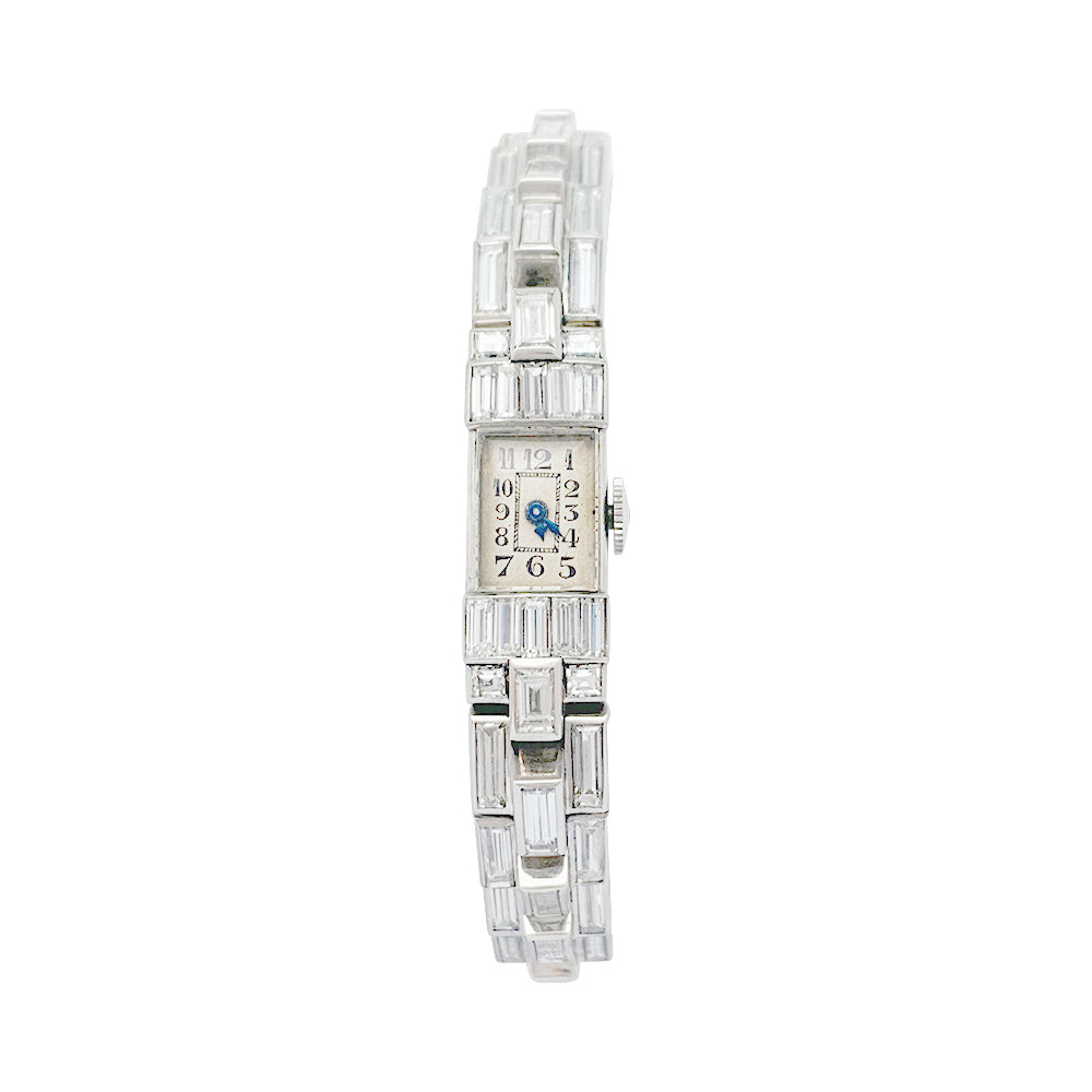Art Deco watch in platinum and diamonds.