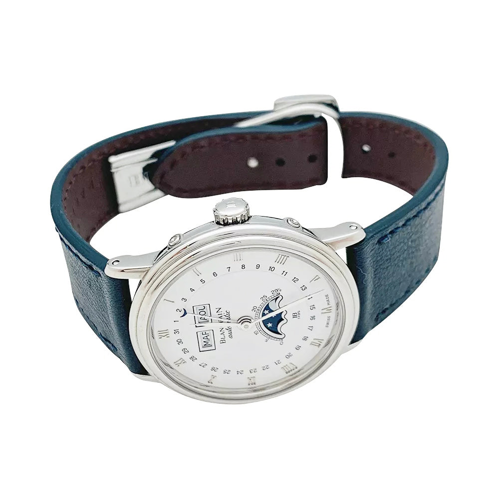 Blancpain watch, "Villeret", steel, leather.