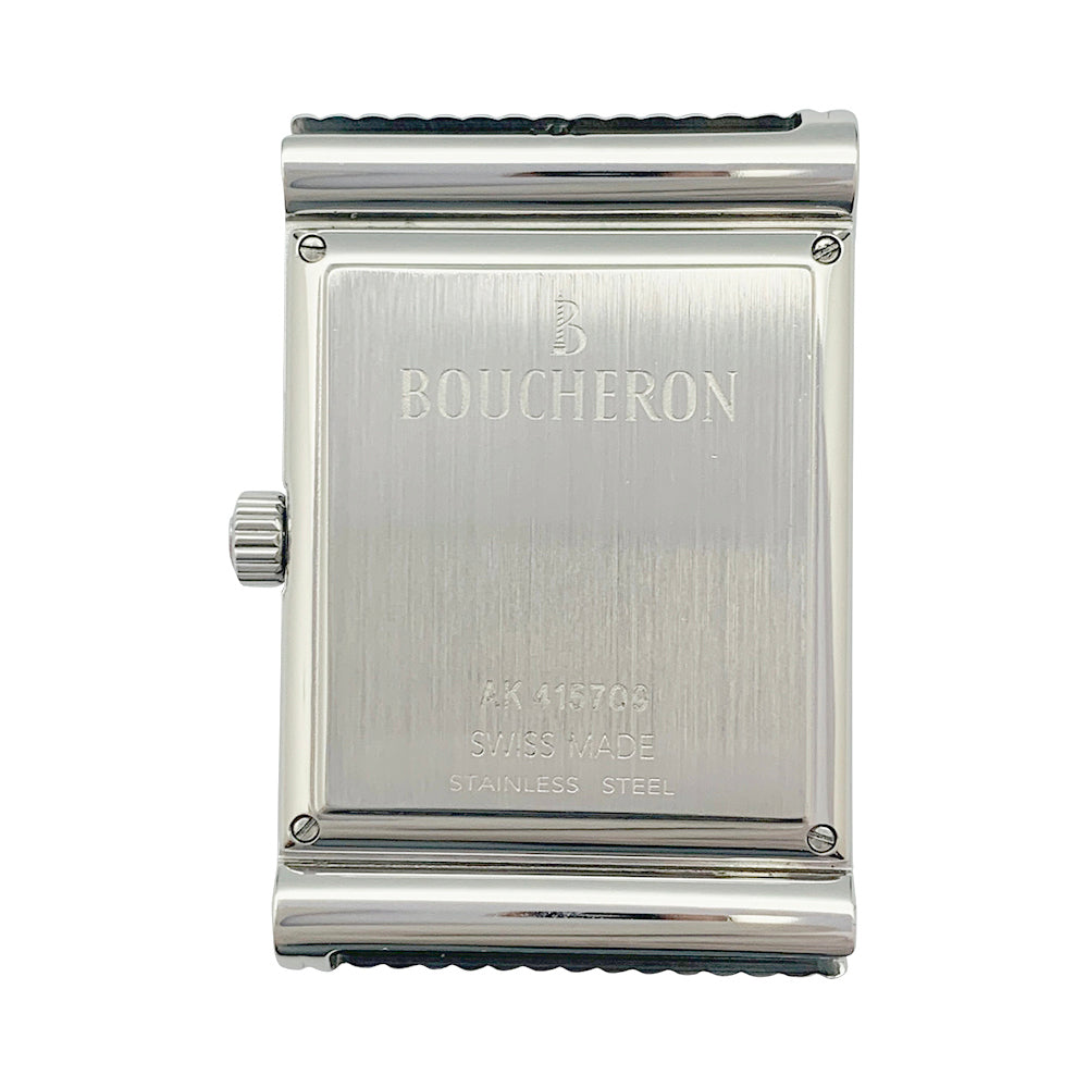 Boucheron watch, "Reflet", in steel on a leather strap.