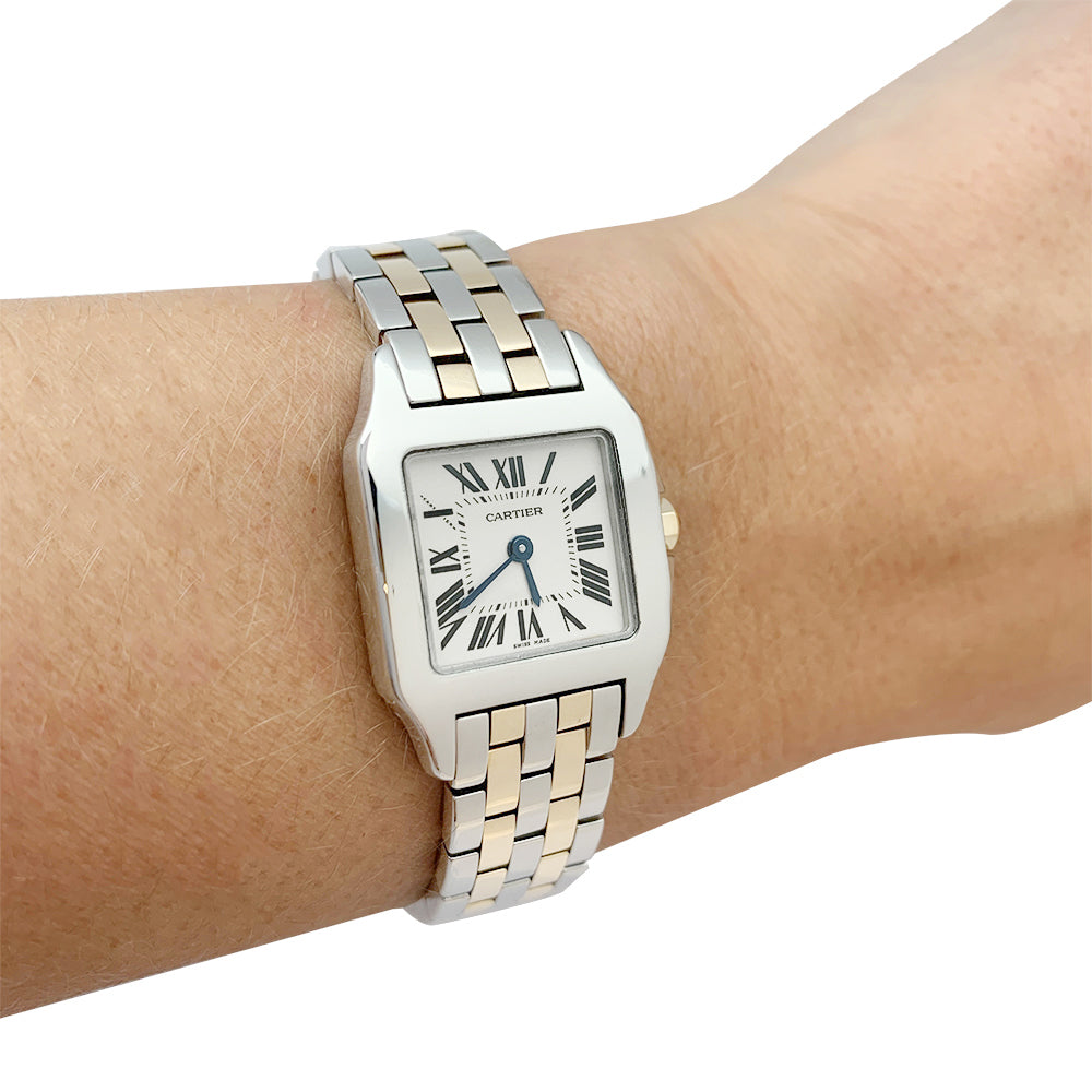 Cartier watch, "Santos demoiselle", gold and steel.
