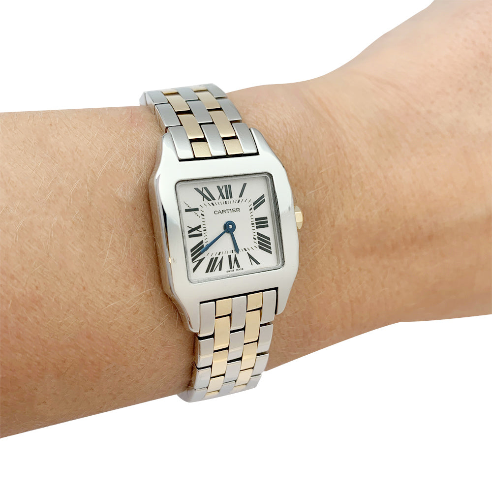 Cartier watch, "Santos demoiselle", gold and steel.
