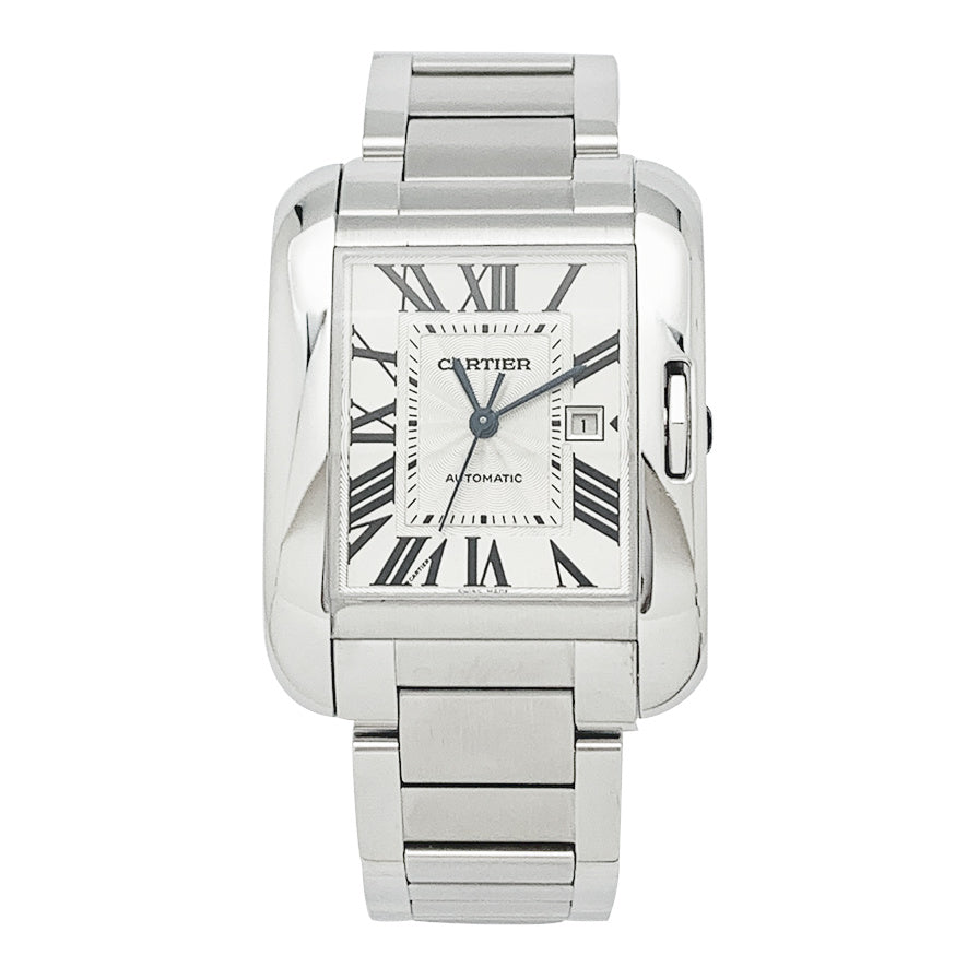 Cartier "Tank Anglaise" steel watch.