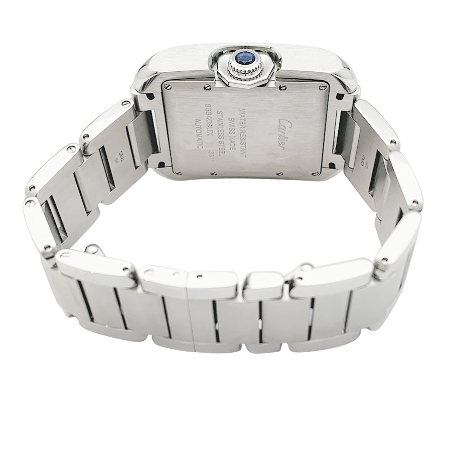 Cartier "Tank Anglaise" steel watch.