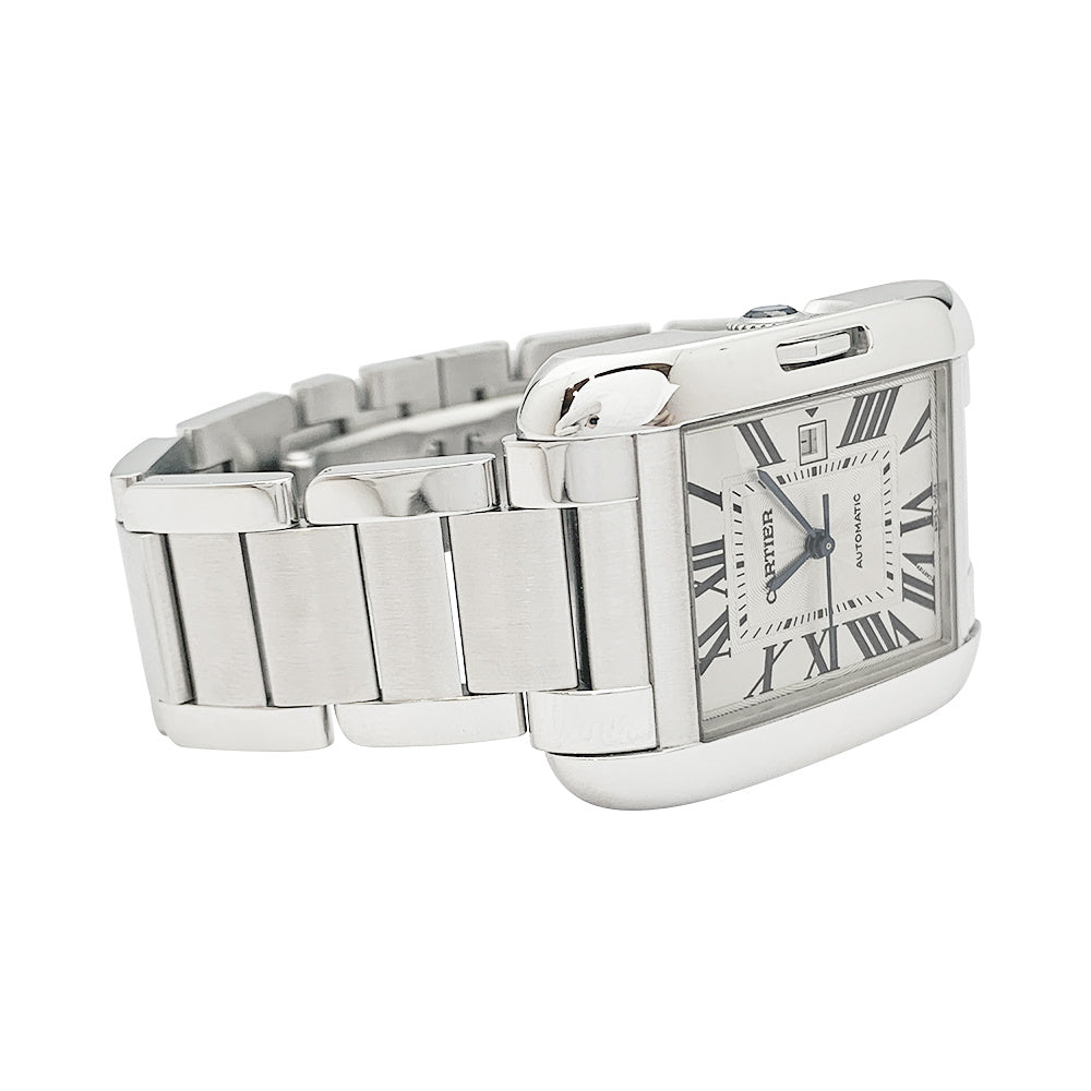 Cartier "Tank Anglaise" steel watch.