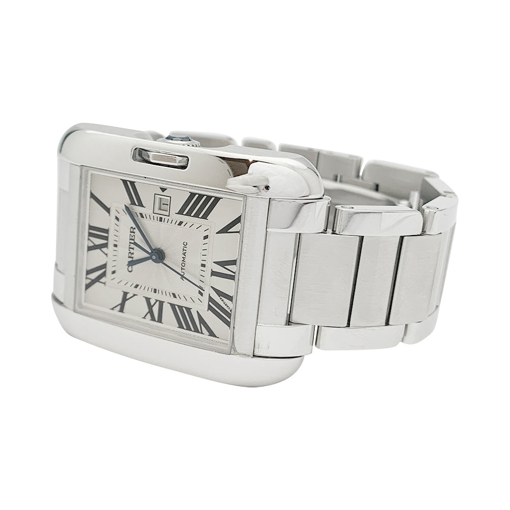 Cartier "Tank Anglaise" steel watch.