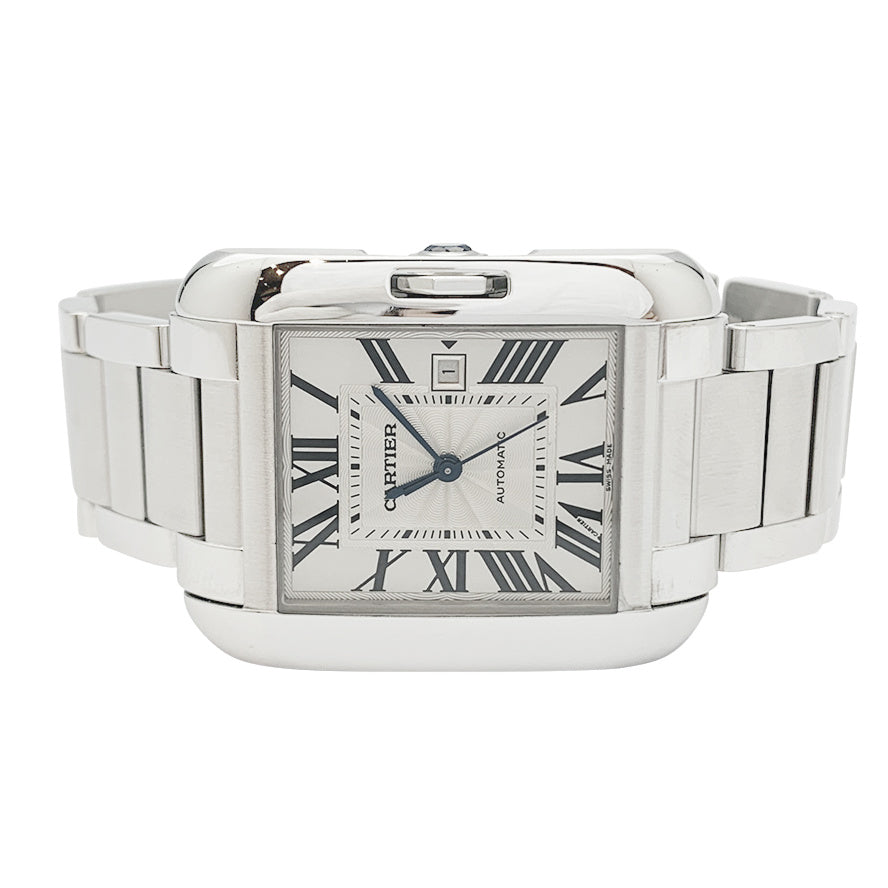 Cartier "Tank Anglaise" steel watch.