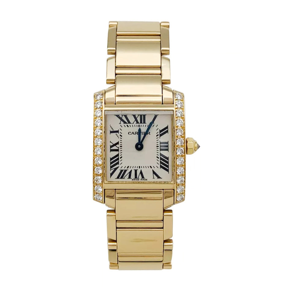 Cartier "Tank Française" watch in yellow gold and diamonds. Small model.