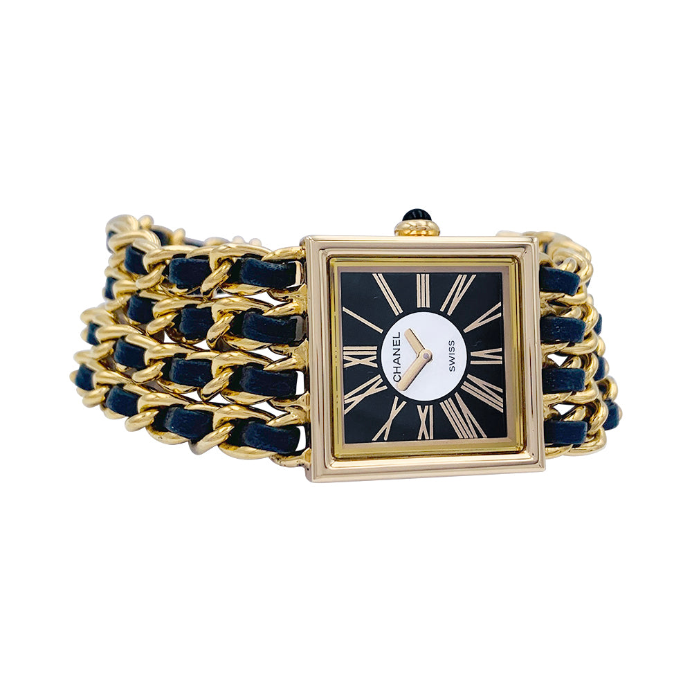 Chanel watch, "Mademoiselle", yellow gold, leather.