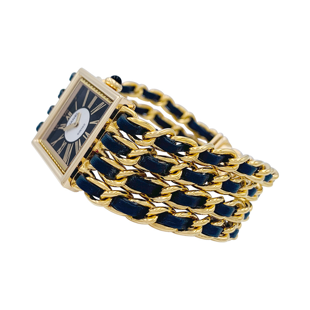 Chanel watch, "Mademoiselle", yellow gold, leather.