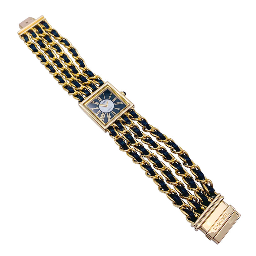 Chanel watch, "Mademoiselle", yellow gold, leather.