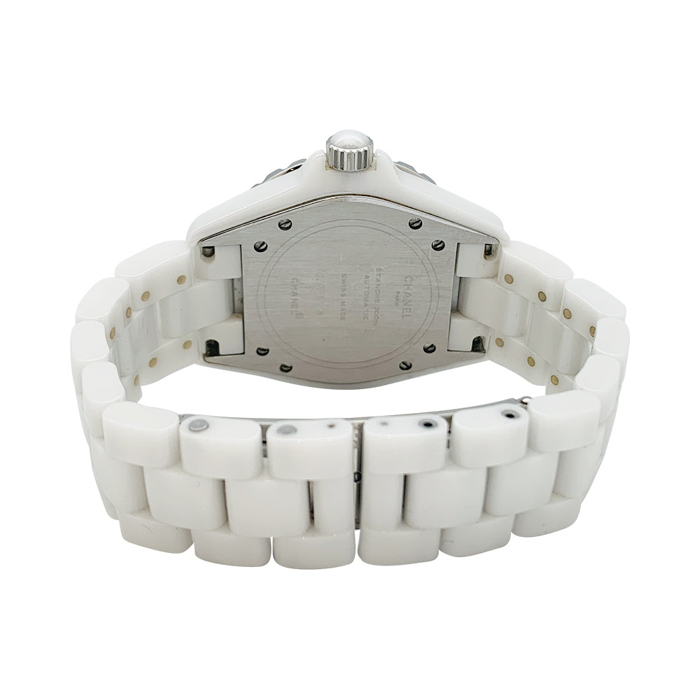 Chanel "J12" watch, white ceramic, diamonds.