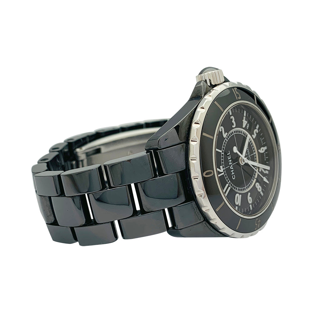 Chanel watch, "J12", black ceramic.