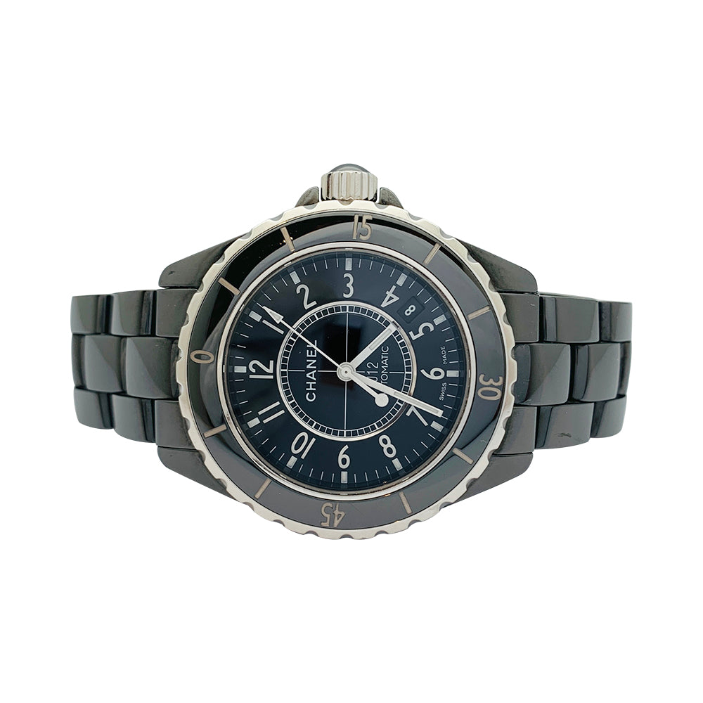 Chanel watch, "J12", black ceramic.