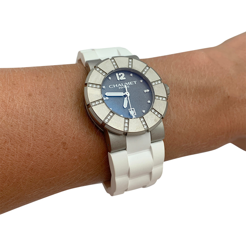 Chaumet watch, "Class One", titanium, diamonds, rubber.