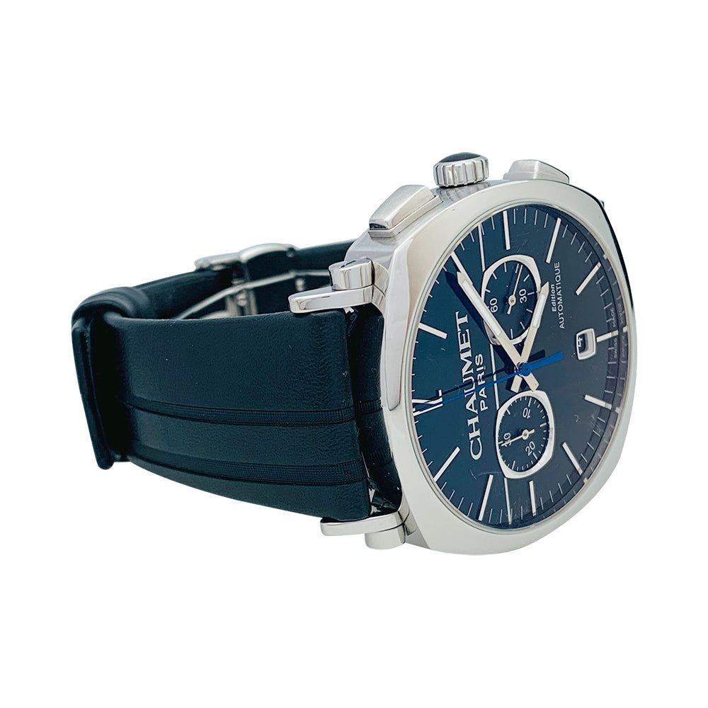 Chaumet "Dandy" watch in steel and leather.