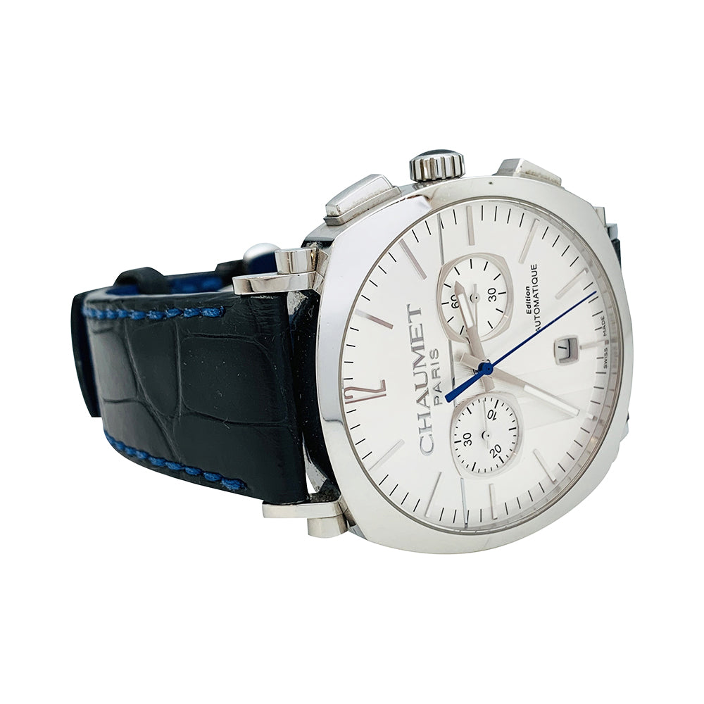 Chaumet "Dandy" watch in steel and leather.