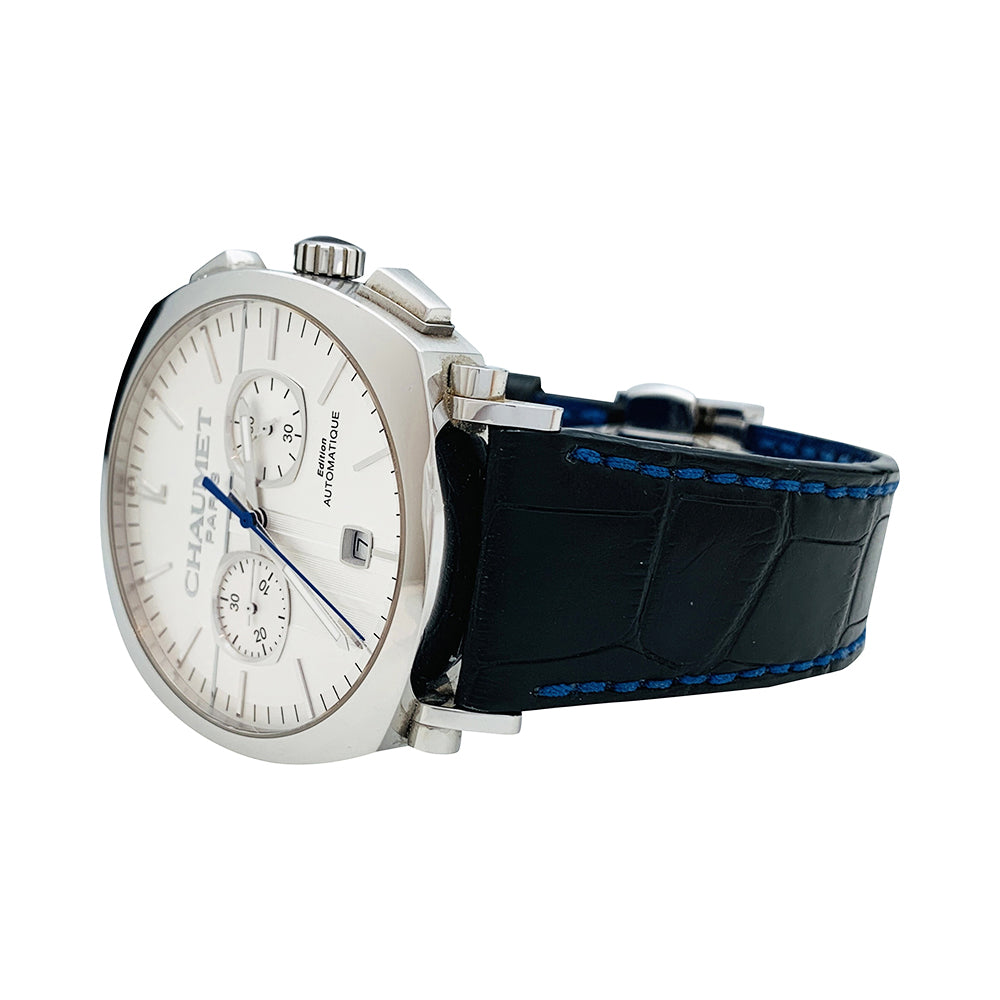 Chaumet "Dandy" watch in steel and leather.