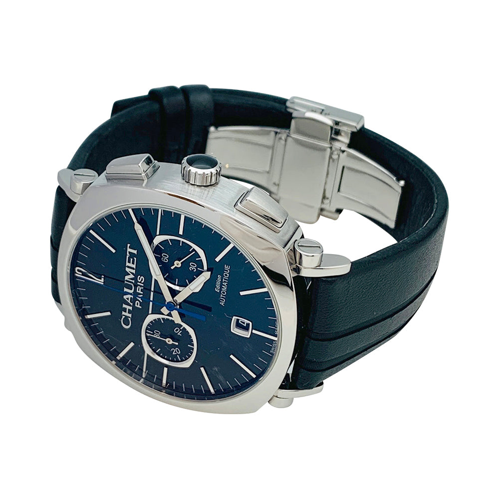Chaumet "Dandy" watch in steel and leather.