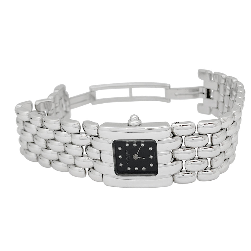 Chaumet watch, "Khésis", in steel, diamonds.