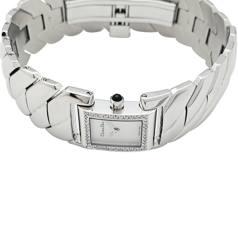 Dior watch in steel, diamonds and mother-of-pearl.