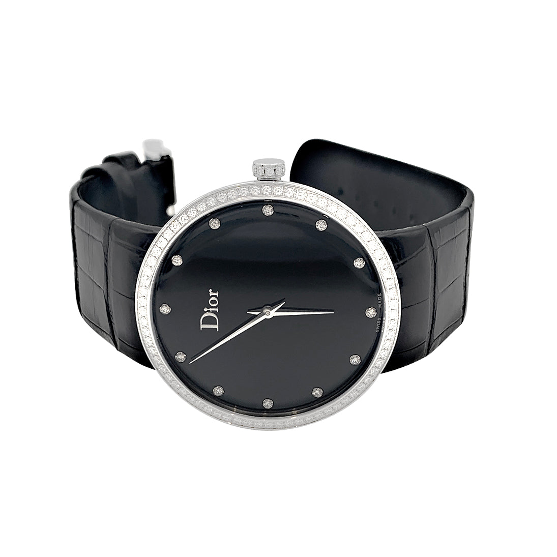 Dior watch, “La D de Dior”, steel, diamonds.
