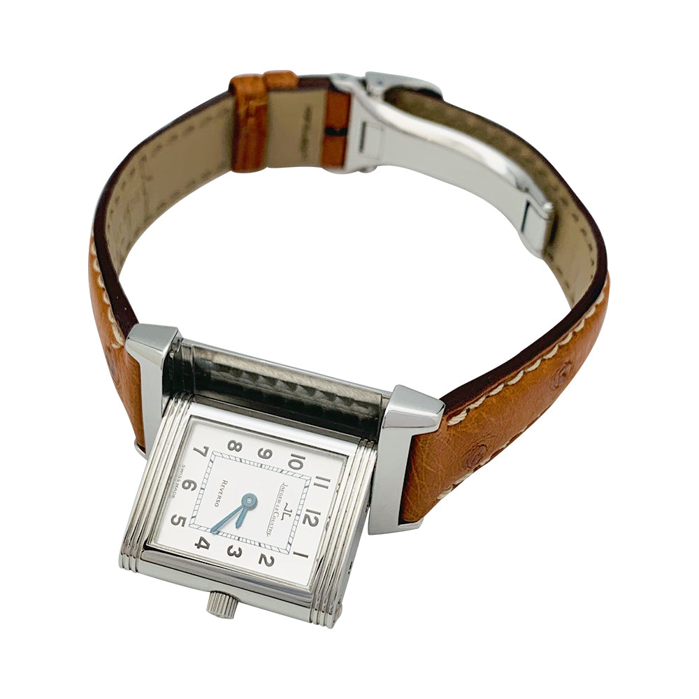 Montre Jaeger-Lecoultre, "Reverso", acier et cuir.