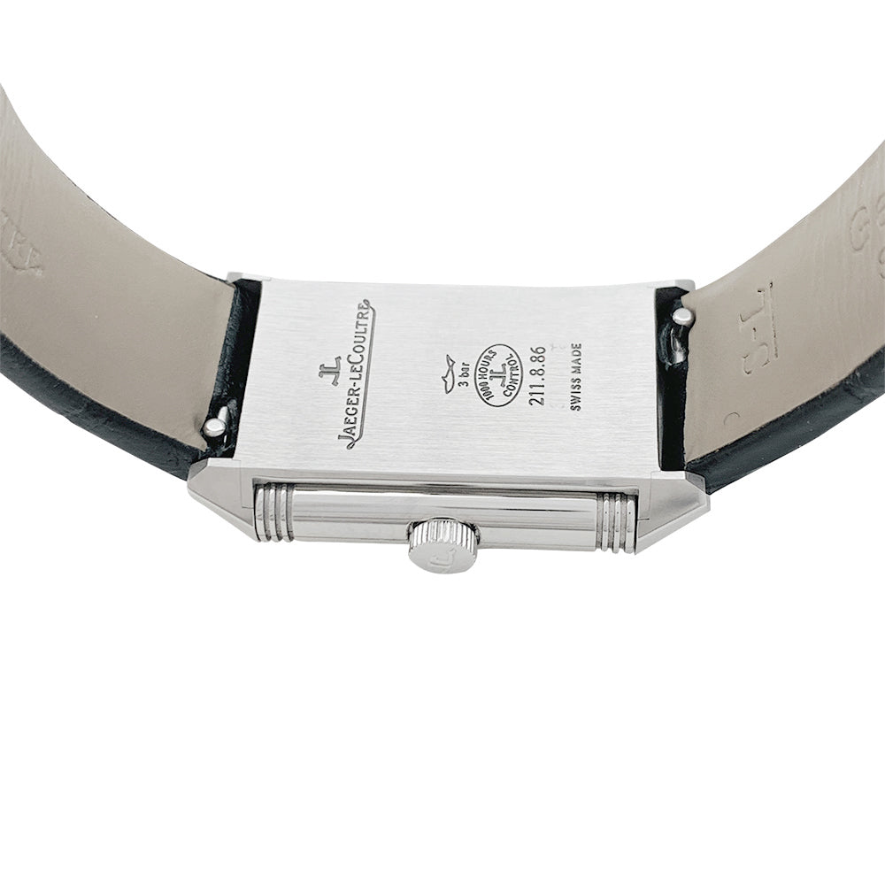 Montre Jaeger-Lecoultre, "Reverso", acier et cuir.