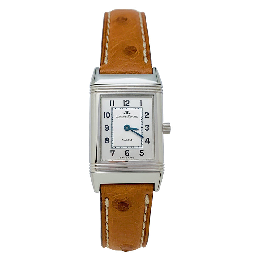 Montre Jaeger-Lecoultre, "Reverso", acier et cuir.