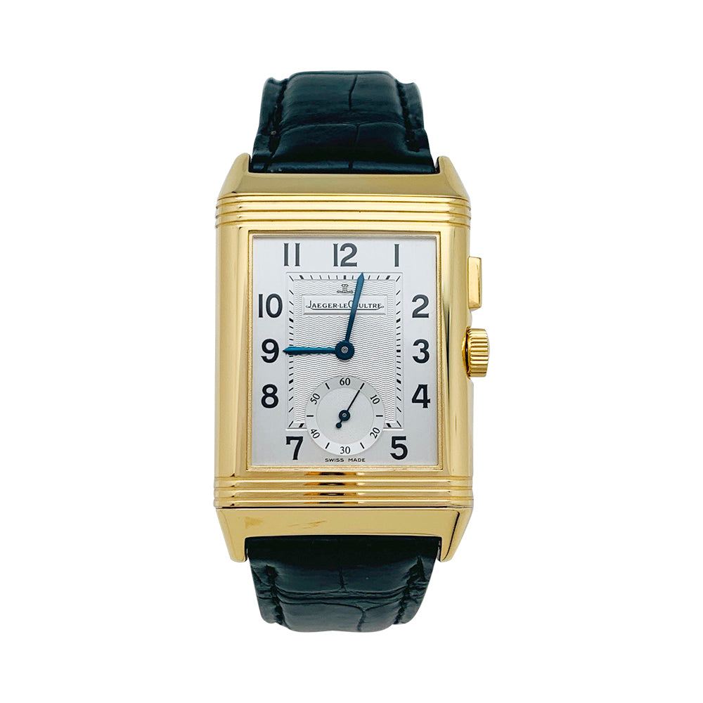 Montre Jaeger Lecoultre, "Reverso Duoface Night & Day", en or jaune.