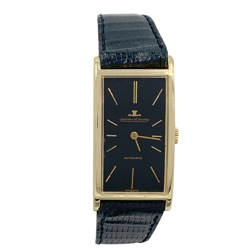 Montre Jaeger Lecoultre, or jaune, cuir.