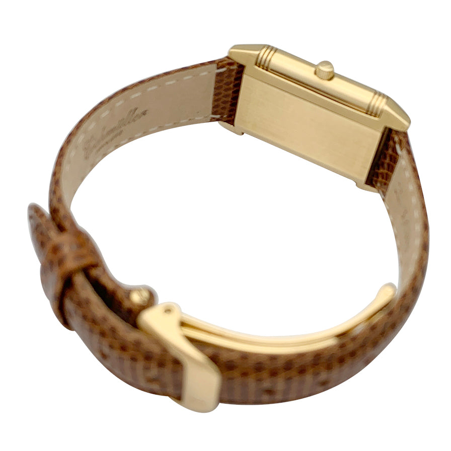 Montre Jaeger-Lecoultre, "Reverso", or jaune et cuir.