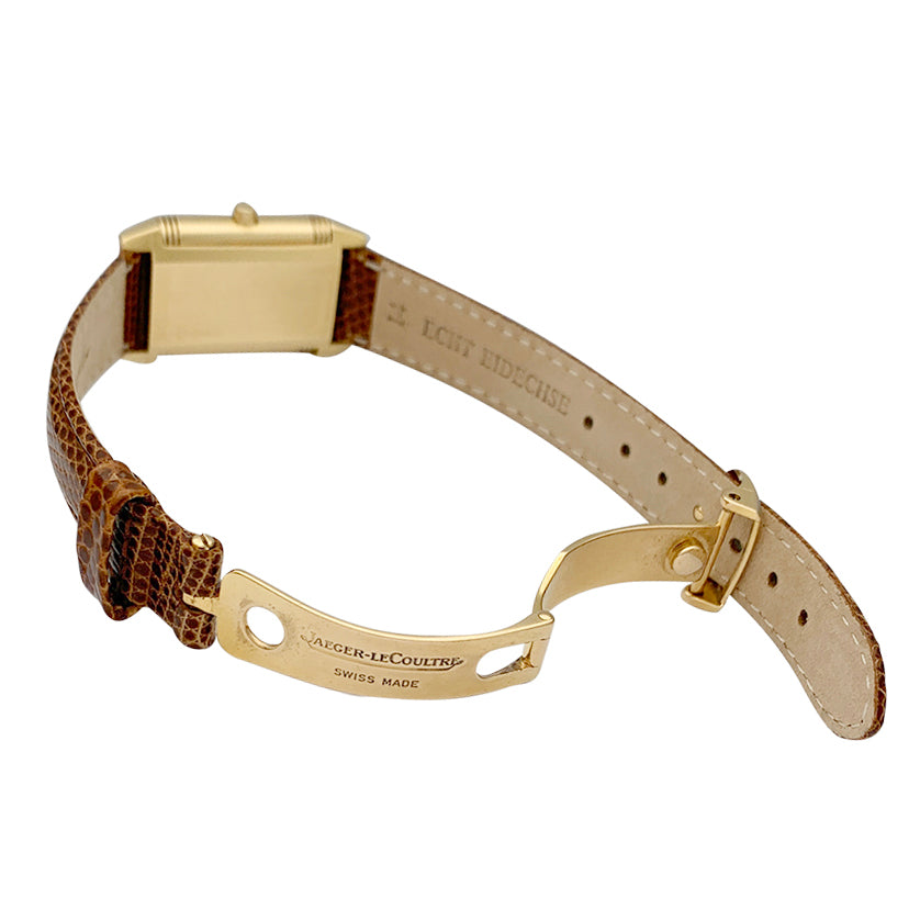Jaeger-Lecoultre watch, "Reverso", yellow gold and leather.
