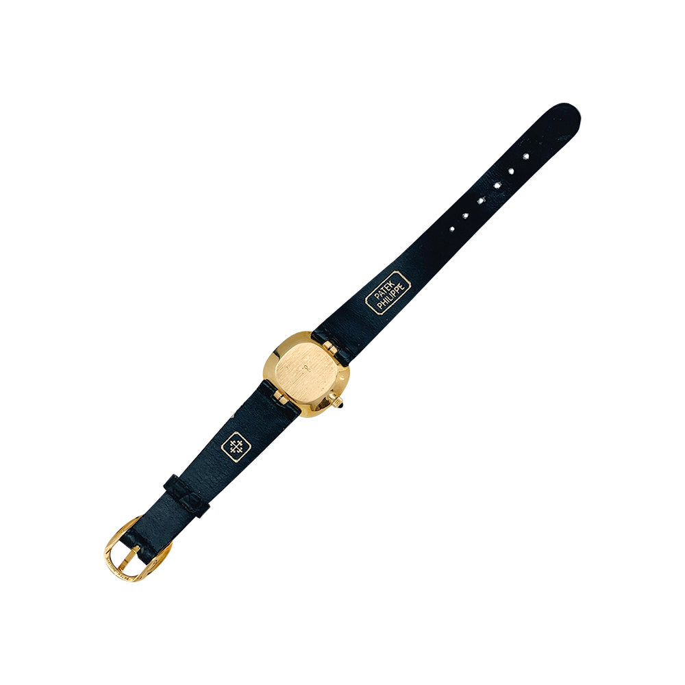 Montre Patek Philippe "Ellipse" en or jaune, diamants, cuir