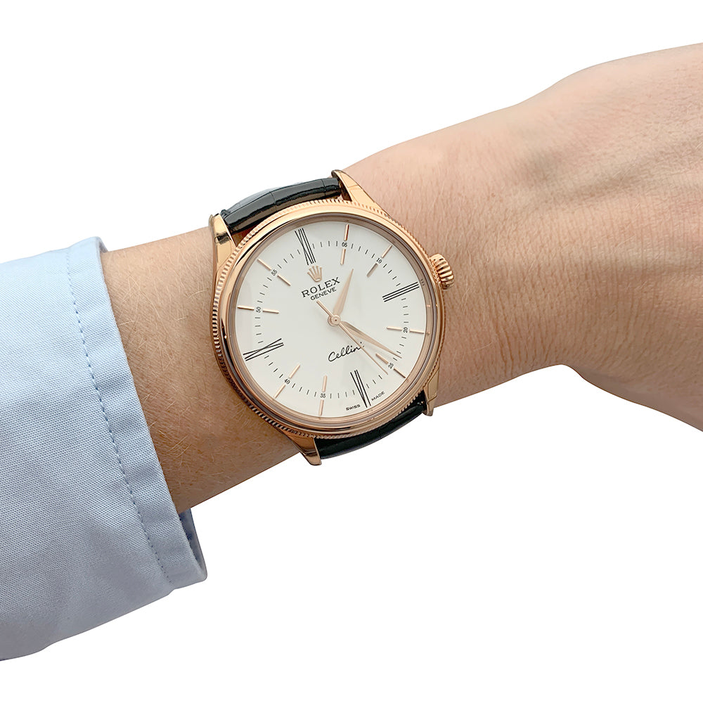 Rolex watch, "Cellini", rose gold, leather.